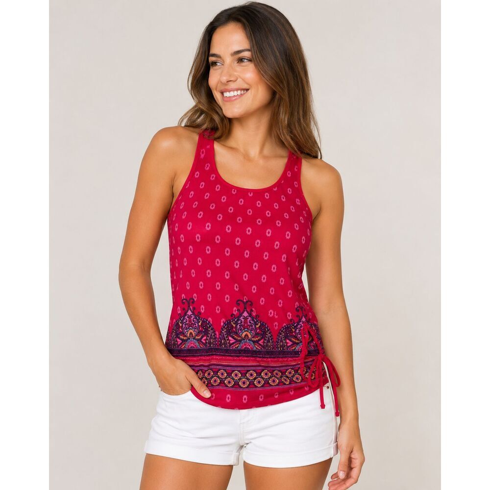Athleta Tic Tac Toe Mandala Print Racerback Support Tank Top Sz Small Red 581368